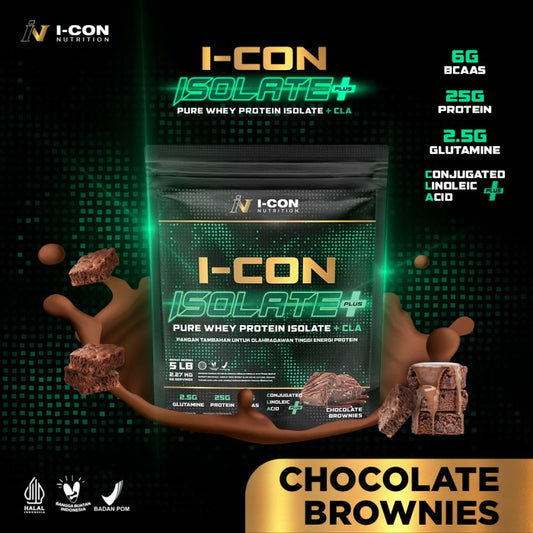 Icon Nutrition Whey Isolate Plus | Nutrisi Fitness Terbaik - Chocolate Brown, Tanpa Shaker