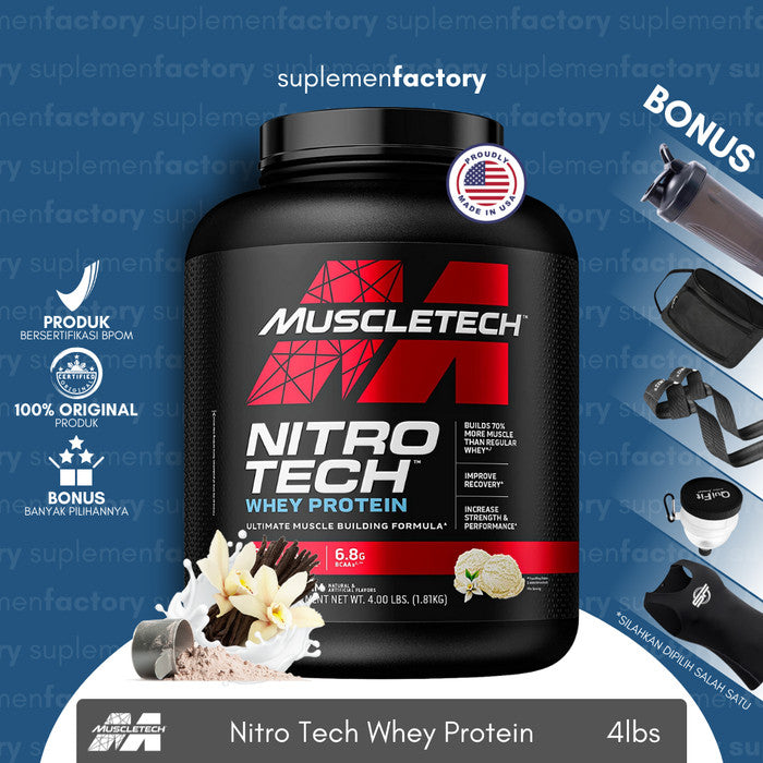 Muscletech Nitrotech Whey 4lbs BPOM Nitro Tech Whey Protein - CookiesCream