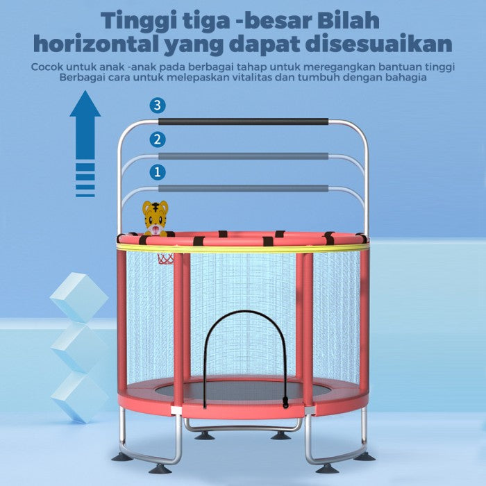 OneTwoFit Trampolin Mainan Anak Viral Diameter 140cm Alat Olahraga Fitness Lompat Sport Trampoline - Merah