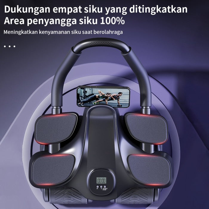 OneTwoFit Ab Wheel Ab Roller 4 Wheels Sit Up Automatic Rebound Olahraga Push Up