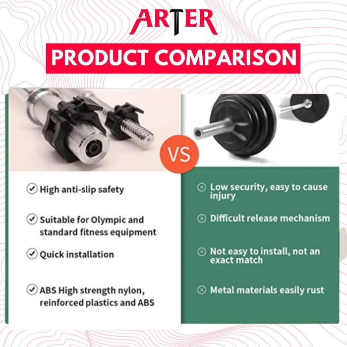 ARTER Barbell Locks 50mm 5cm Collars Collar Clips ABS Easy Release - Two Pieces