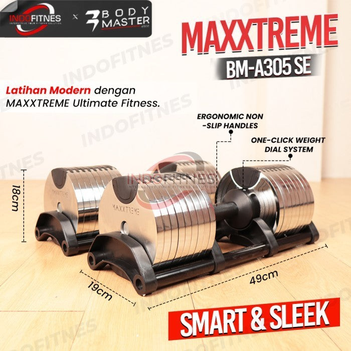 BODYMASTER MAXXTREME 32KG SE Limited Adjustable Dumbell Barbel NuoBell - MAXXTREME 1PC, TOPED