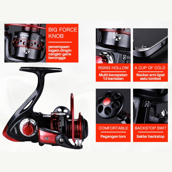 OneTwoFit Reel Pancing Metal LK Series 13BB Air Asin Memancing Gear
