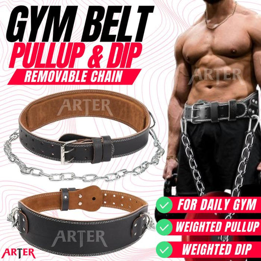 ARTER MULTI Gym Belt Kulit Dip Belt Pull Up Belt Rantai Chain Beban Sabuk Pull Up Sabuk Dip Sabuk Gym - L