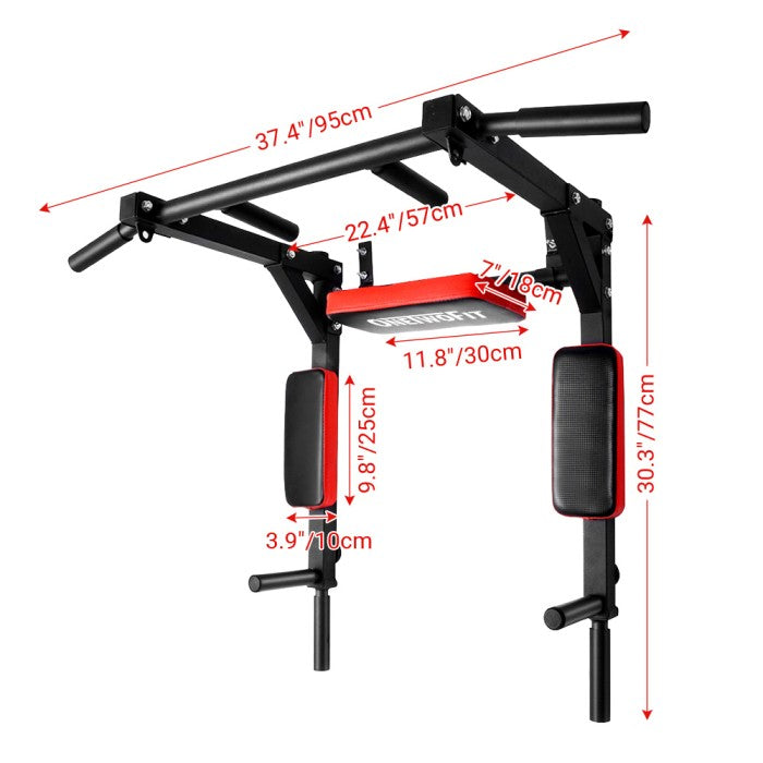OneTwoFit Multifunctional Wall Mounted Pull Up Bar/Chin Up bar