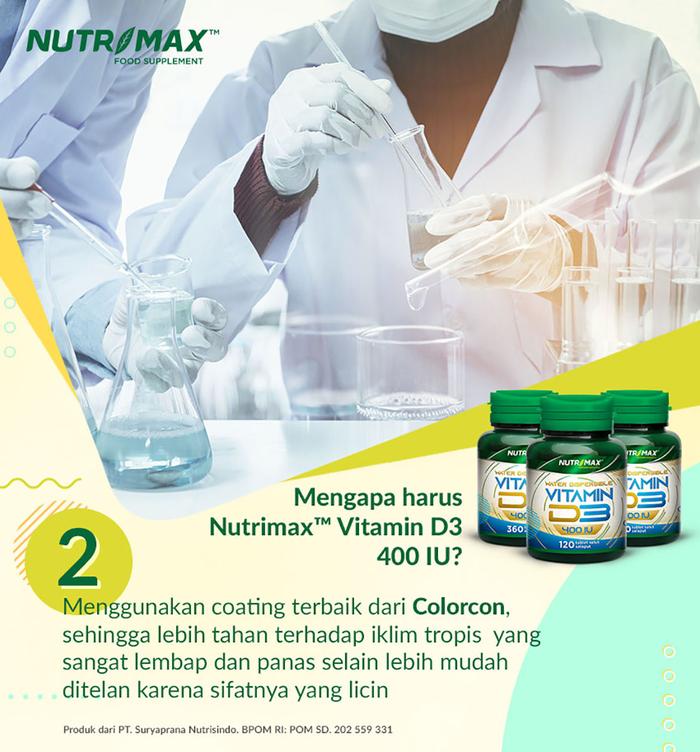 Nutrimax Vitamin Vit D3 400 IU Kesehatan Tulang Gigi Imunitas Osteoporosis Imun Tubuh - 120 TABLET