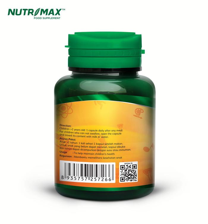 Nutrimax Junior + DHA Isi 30 Naturecaps Nutrisi Otak Anak acid folic