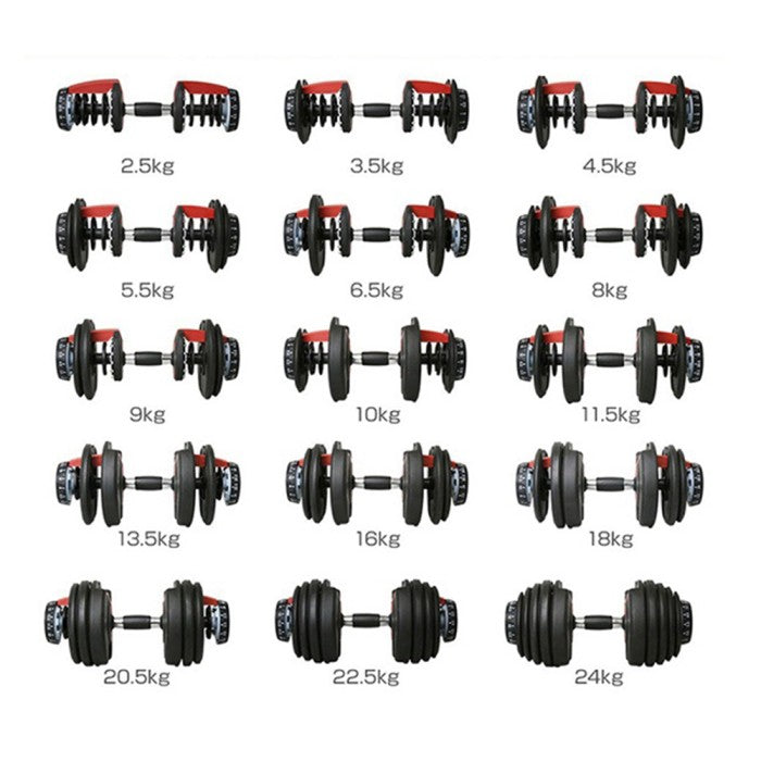OneTwoFit Adjustable Dumbell Barbell Alat Fitness Set 24kg 15 level Adjustable Barbel Fitness