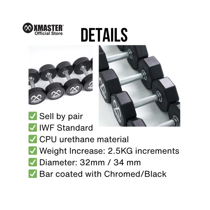 XMASTER CPU Dumbbell 2.5kg-25kg Set + Rack - Round 2,5~25kg