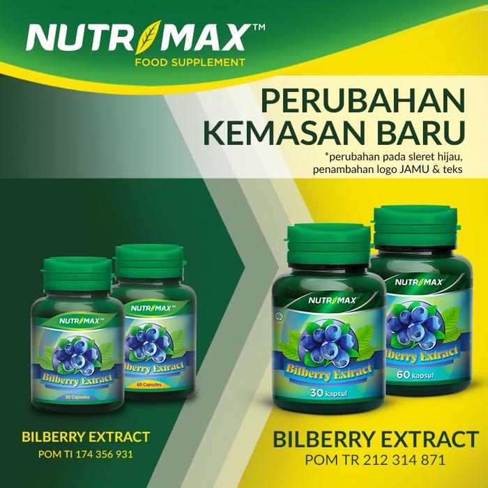 Nutrimax Bilberry Extract Anti Oksidan Iritasi Gatal Glaukoma Katarak Rabun Senja Mata Matah Lelah Mengatasi Gangguan Pencernaan Wasir - 30 Kapsul