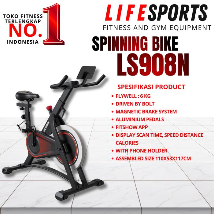 Alat Fitness Spinning bike Sepeda statis olahraga gym LS 908N spinning lifesports terbaru