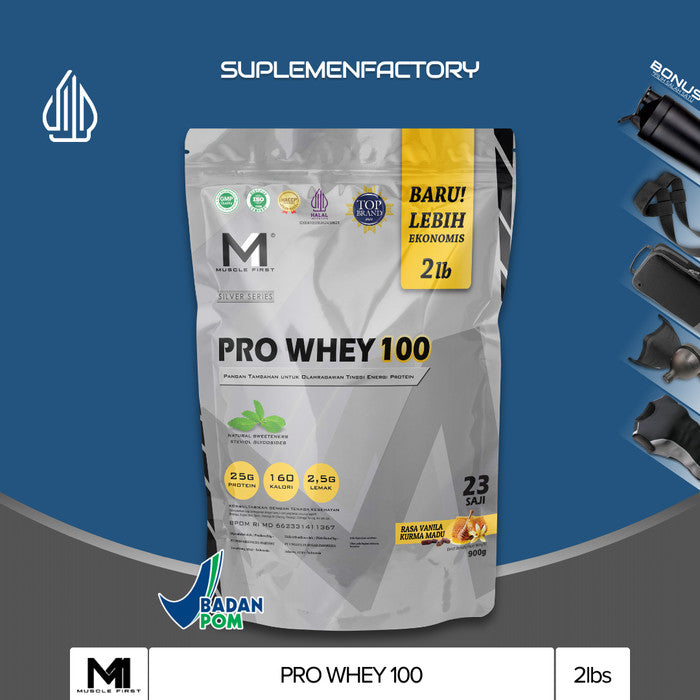 M1 Muscle First Pro Whey 100 2lbs Whey Protein 900gr 25 Serving - Coklat