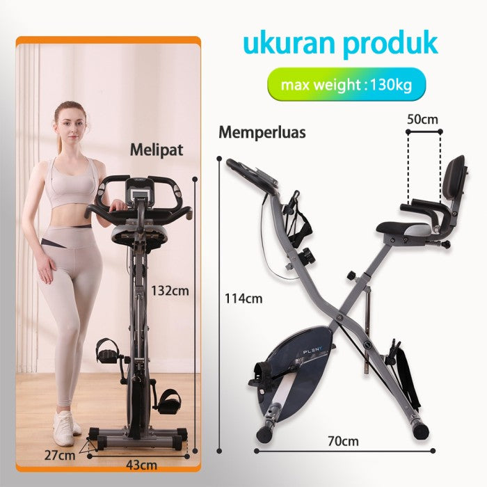 OneTwoFit X-Bike Foldable Exercise Bike With LED Monitor Adjustable Seat Magnetic X-Bike
