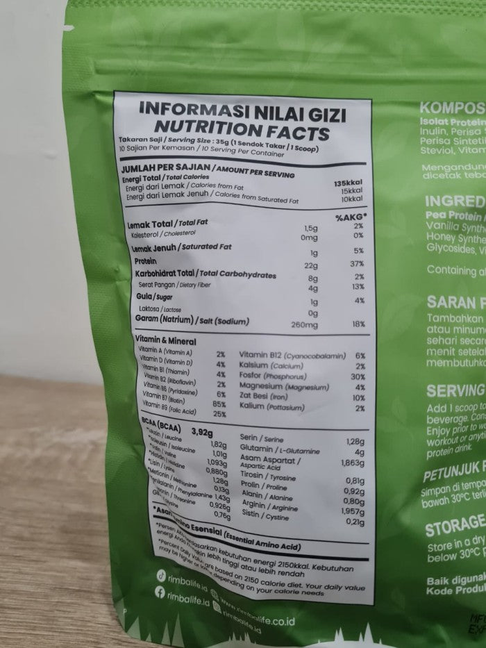 Rimbalife Wheygan Vegan Pea Plant Protein 350 gram