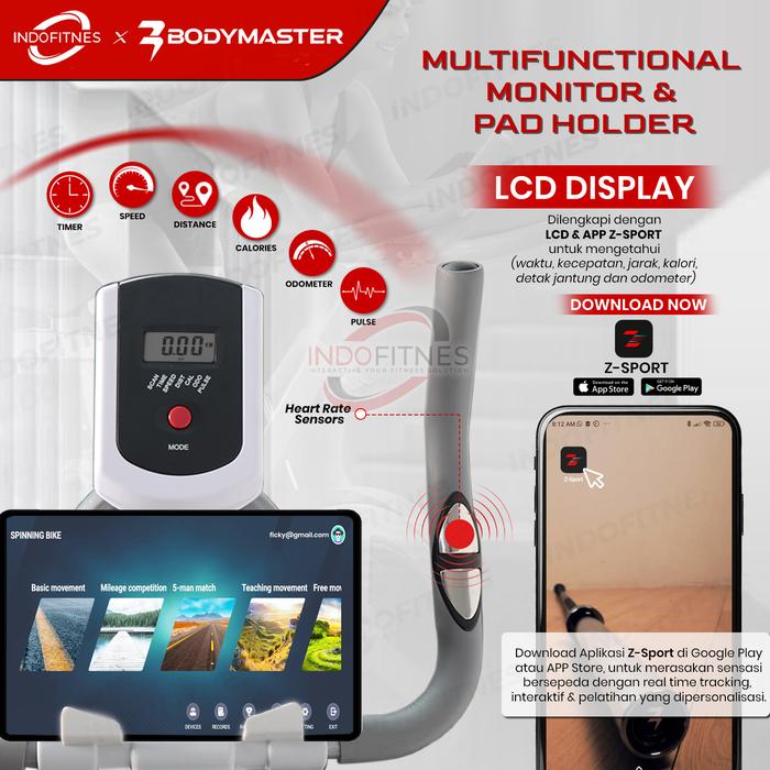 BODYMASTER Spinning Bike S50i Smart Maxtrainer, sepeda statis cardio alat fitness - Putih