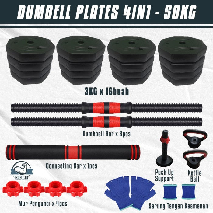 DUMBELL SET / Barbel / Alat Angkat Beban / Alat Fitness - TRI 2IN1-20KG