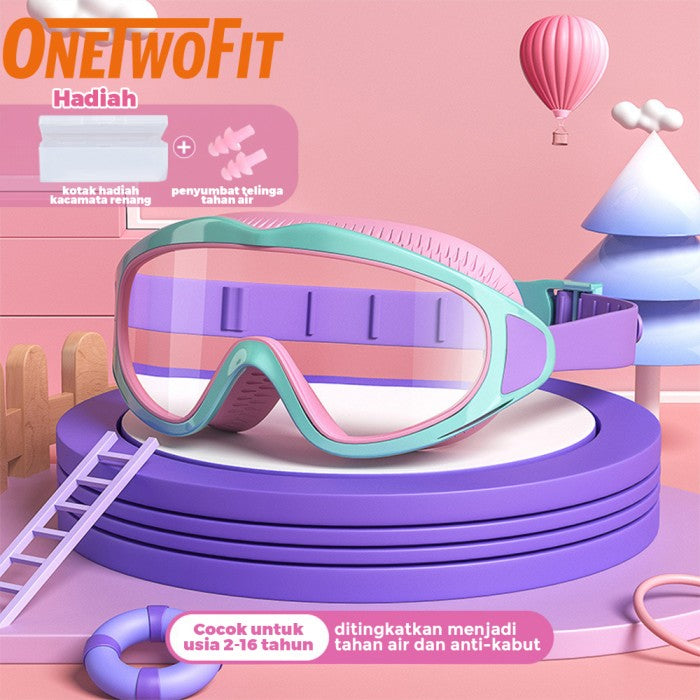OneTwoFit Kacamata Renang Anak Colorfull Swimming Goggles Big Frame - makaron