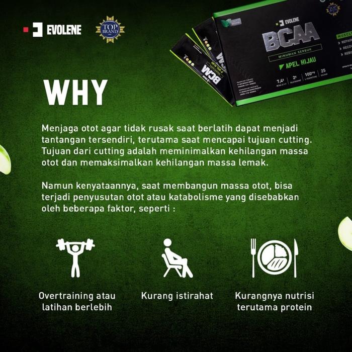 EVOLENE BCAA 1 BOX ISI 25 SACHET AMINO BCAA CEGAH OTOT SUSUT