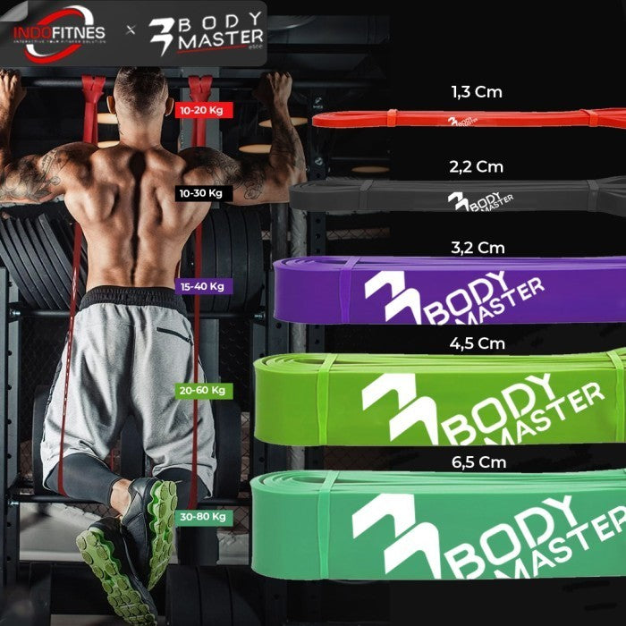 BODYMASTER Long Latex Resistance Band I334 Karet Gym Fitness Pull Up - Hitam