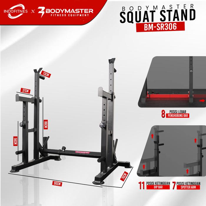 BODYMASTER Squat Stand BM-SR306, Squat Rack Bench Press Home Gym Barbell Tiang Workout