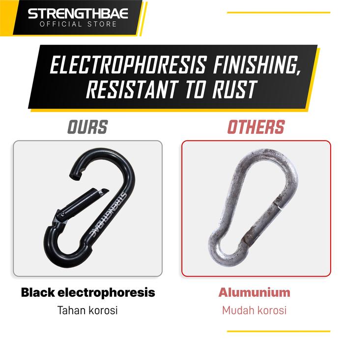 Gym Carabiner STRENGTHBAE Karabiner Cable Attachment Machine Climbing Hook Lifting Clip Pengait Fitness - 6cm