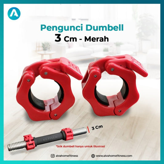 [3CM] Pengunci Adjustable Dumbell / Dumbel Collar Lock - MERAH