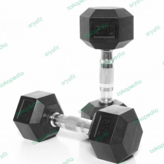 Hexagonal Rubber Dumbbell 2×7kg