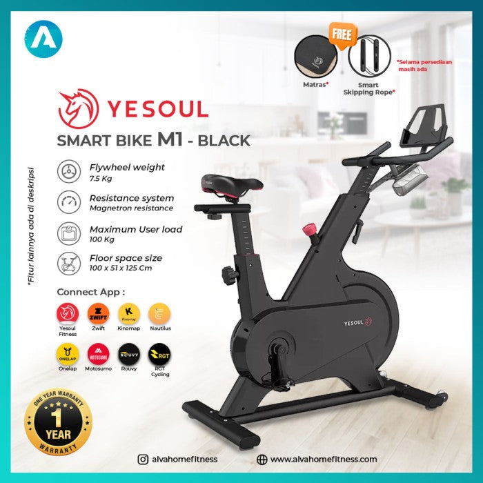 Sepeda Statis Xiaomi YESOUL M1 Magnetic Spin Bike Indoor - Hitam