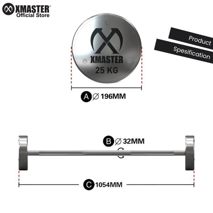 XMASTER Chromed Steel Fixed Straight Curl Barbell Storage Rack Latihan Powerlifting Bodybuilder - Storage Rack - Storage Rack
