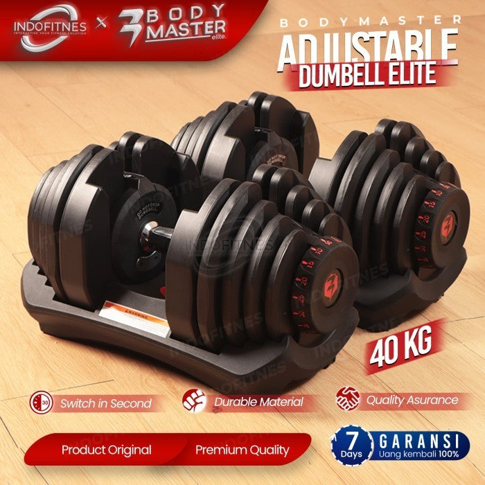 BODYMASTER Elite 40KG / 90Lbs Original Adjustable Dumbell Dumbel set - 1 PC DUMBELL