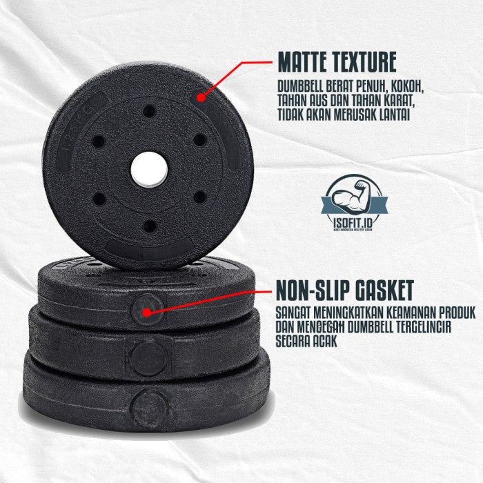 Plat Dumbell Set / Plat Pemberat Dumbell bahan Semen + PVC - ROUND, 3 KG