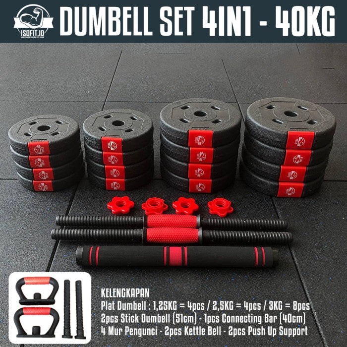 DUMBELL SET ROUND / Barbel / Alat Angkat Beban/ Alat Fitness - 2 IN 1 - 10KG