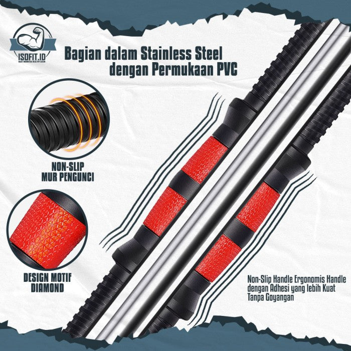 Part Dumbell Set / Dumbell Bar / Gagang Dumbell / Mur Pengunci - Push Up+Kettle