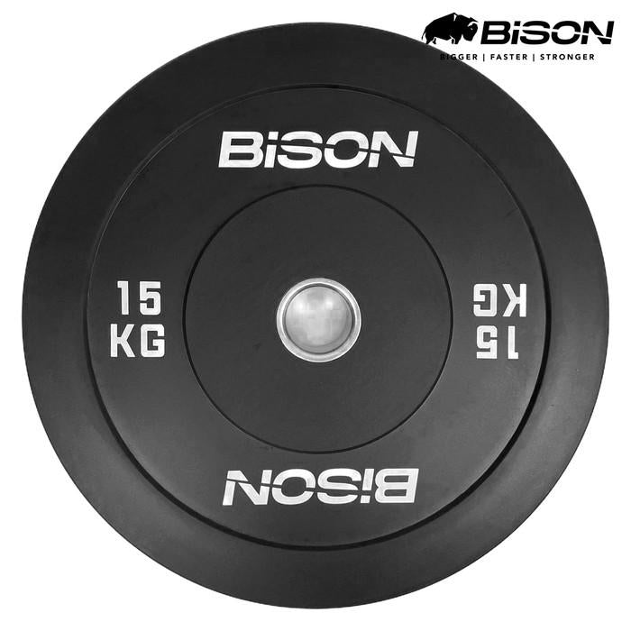 Bison 15 Kg Bumper Plates Olympic Training Bebanan Barbell Classic
