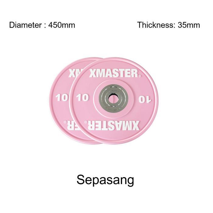 XMASTER Pelat Beban CPU Bumper Plate Set 5-25kg IWF Standar Gym Rumah CrossFit Powerlifting Warna IWF Aman Tahan Banting Garansi Resmi - 15kg Pair