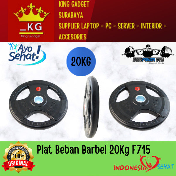 Plat Beban Barbel 20Kg F715 Barbel Plate Rubber Dumbel Dumbell Dumbbe