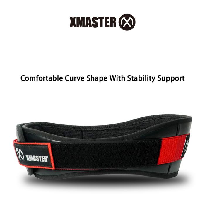 XMASTER Sabuk Angkat Beban – Nylon Gym Belt Double Lock untuk Deadlift & CrossFit - red, S
