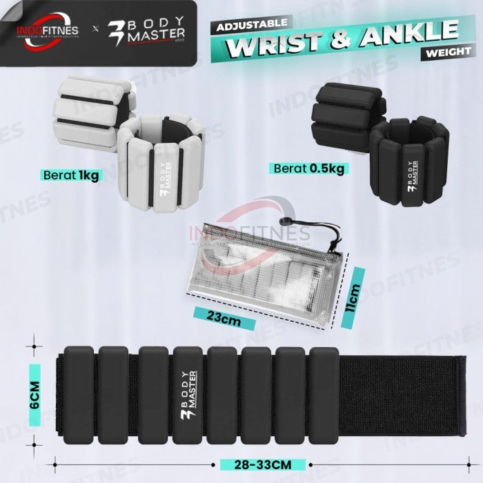 BODYMASTER Ankle Wrist Adjustable Weight Pemberat Tangan Kaki 0.5KG - 1 pcs