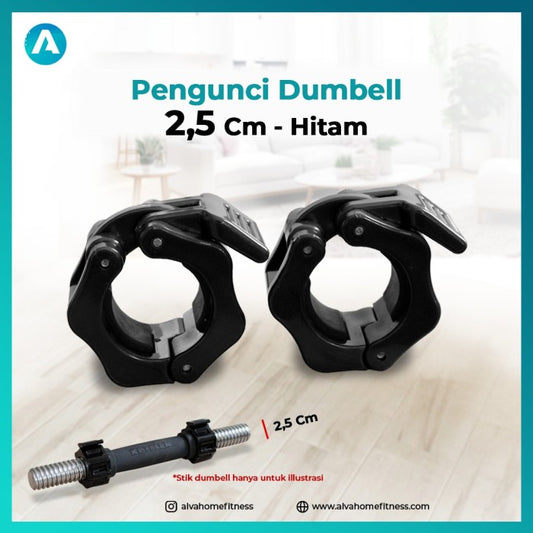 [2.5CM] Pengunci Adjustable Dumbell / Dumbel Collar Lock - HITAM