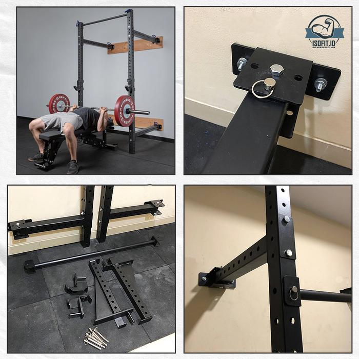 Wall Folded Squat Rack Frame / Foldable Squat Rack / Squat Rack Lipat Dinding Minimalis - Red New