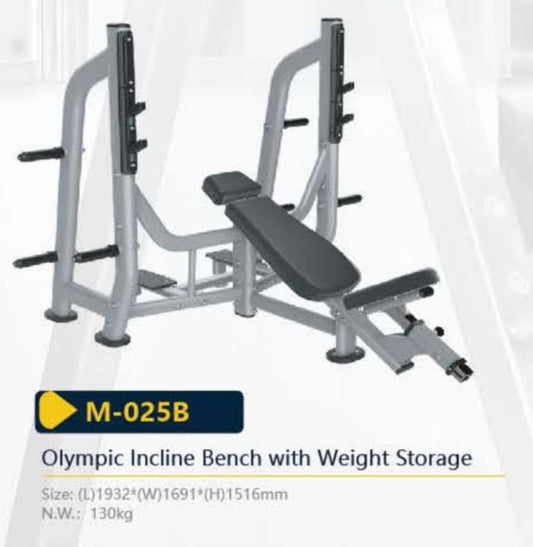 Bench Press Incline / Olympic Incline Bench / With Weight Storage (Luxury) Merk Body Strong