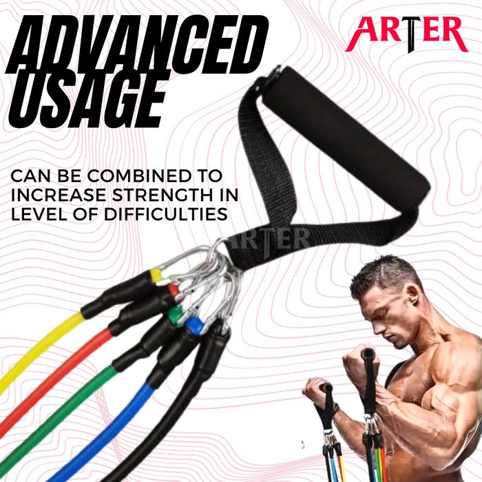 ARTER Pro Resistance Band Resistant Tube Full Set Gym Yoga Pilates