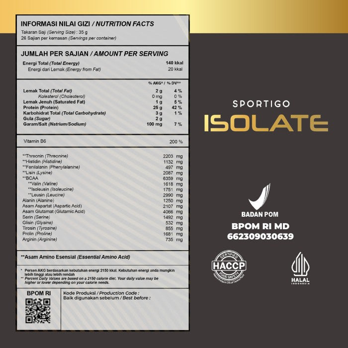 Sportigo Whey Protein Isolate 2lbs - Chocolate Cookies