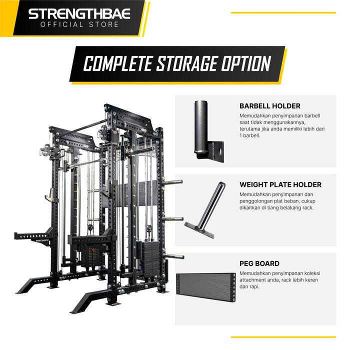 Evolve All in One Trainer STRENGTHBAE Upgradeable Power Rack Smith Machine Cable Machine Home Gym 1 Sisi - Rack+Cable75kg