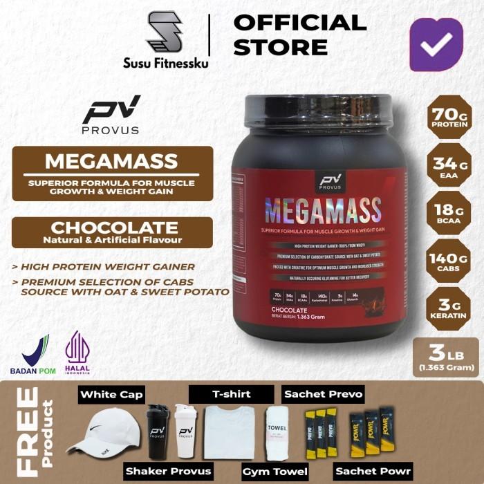 Provus Mega Mass 3 lb Weight Gainer - Vanila, SHAKER HITAM