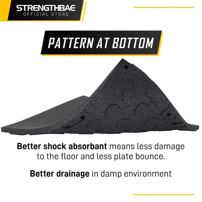 Rubber Gym Floor STRENGTHBAE Karpet Lantai Flooring Mat 1cm 2cm 3cm 5cm - 50 x 50 (4pc), 1cm Thickness