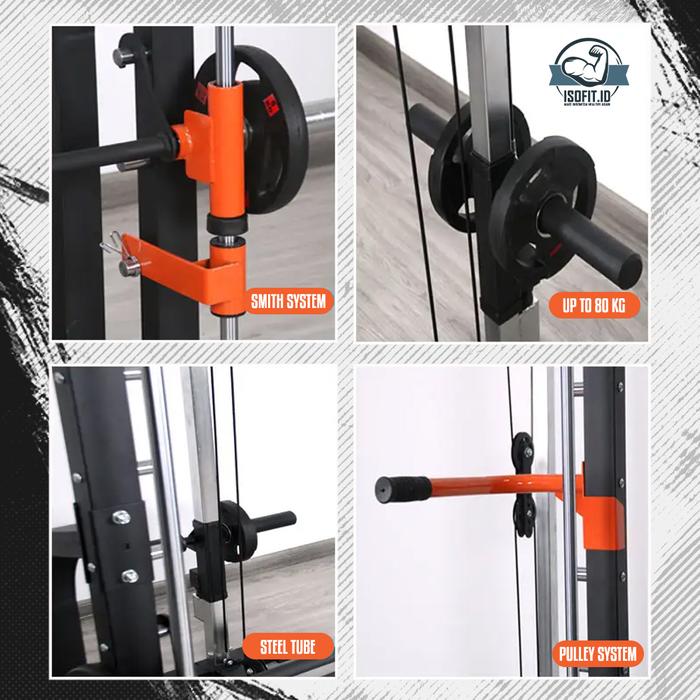 Multifunctional Small Smith Machine Trainer / Squat Power Rack Bench Press Cable SD-5715FK8
