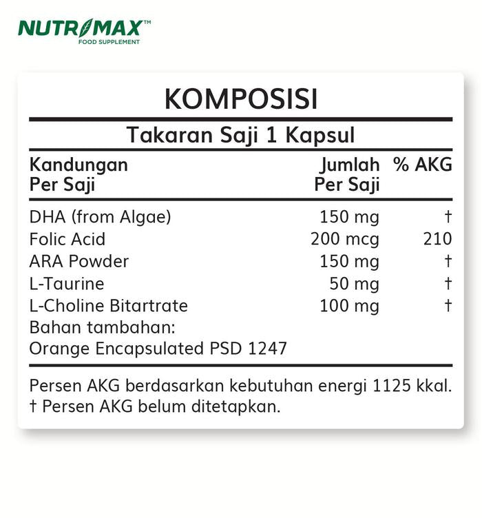 Nutrimax Junior + DHA Isi 30 Naturecaps Nutrisi Otak Anak acid folic