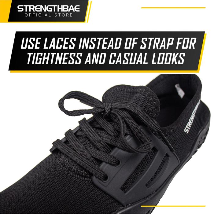 Lifting Shoes STRENGTHBAE Barefoot Gym Shoe Sepatu Gym Deadlift Slipper Slippers Olahraga Squat Bench Press - Black, 43