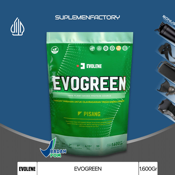 Evolene Evogreen Plant Based Protein Evo Green - Banana, 12 Servings